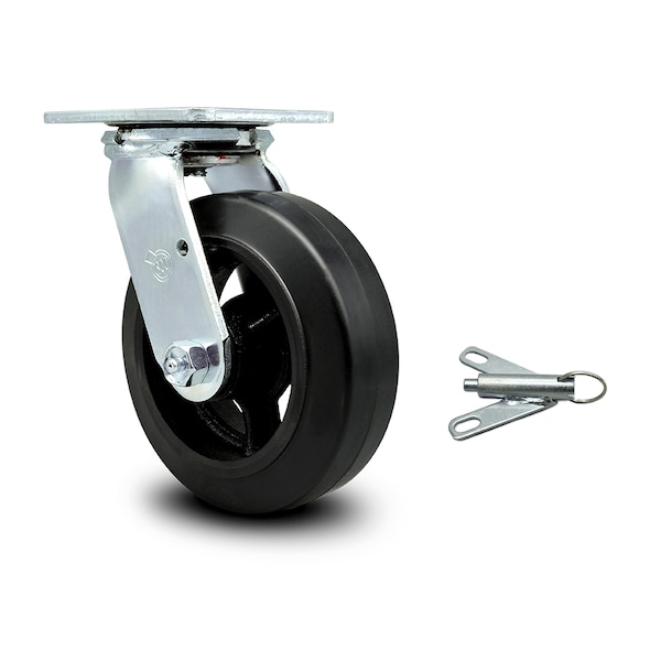 6 Inch Rubber on Steel Swivel Caster with Roller Bearing and Swivel Lock SCC